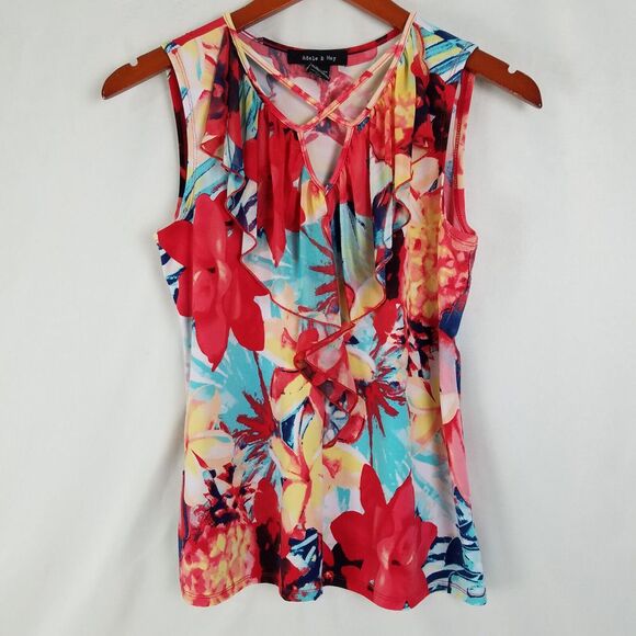 Tops - Adele‎ & May Shirt Womens Small Multicolor Top Colorful Sleeveless Strappy Neck